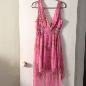 DRESS HI/LO IN PINK ANIMAL SHEER NEW!