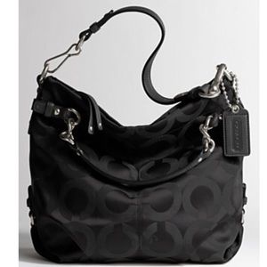 🆕 Coach Op Art Sateen Brooke Hobo - Black