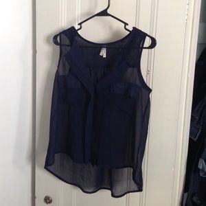 Navy Blue Sheer Blouse
