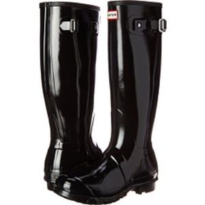 Tall black hunter rain boots (gloss)