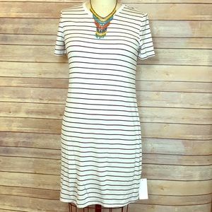 Basic jersey dress black and white striped dress.