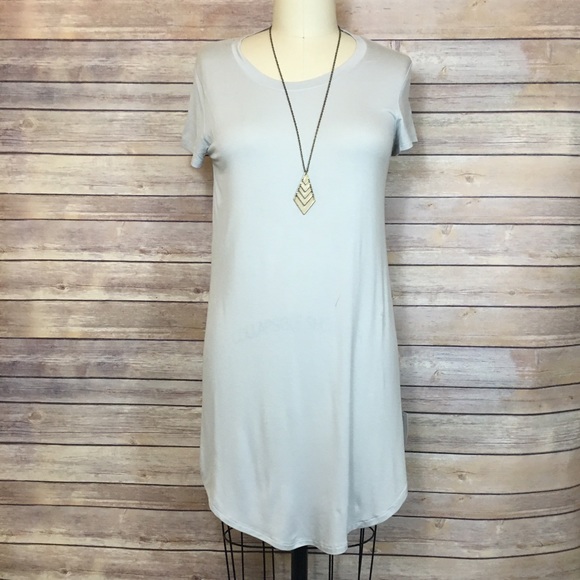 Light grey jersey dress with curve hem