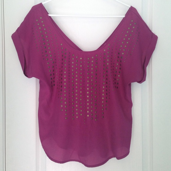 Purple short sleeved blouse