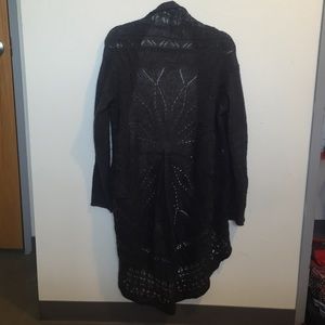 Long open-stitch crochet Cardigan