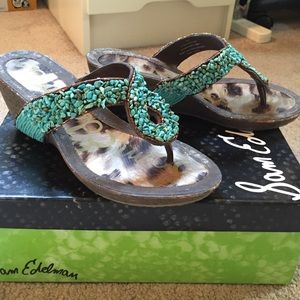 Sam Edelman beaded wedge sandals