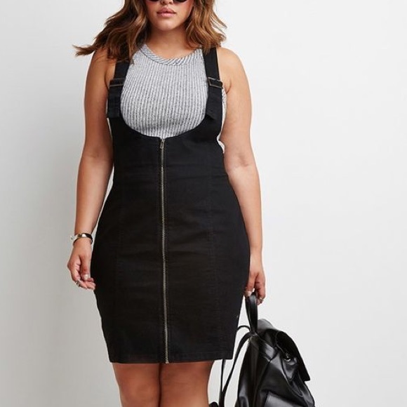 Denim zip up jumper or overalls dress