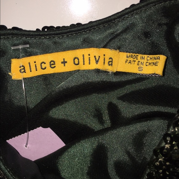 Alice + Olivia SIZE SMALL forest green cluster sequin mini - Picture 3 of 10