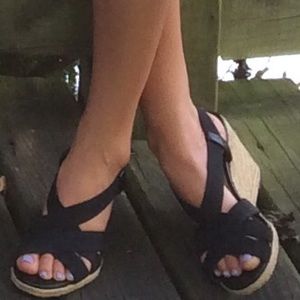 Selling size 5.5 Target black wedges