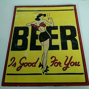 Vintage Retro Tin Beer Wall Hanging