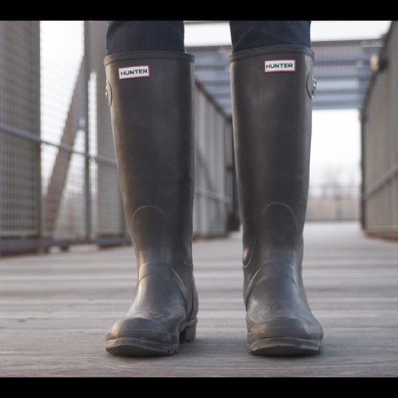 Grey Glossy Hunter Rainboots