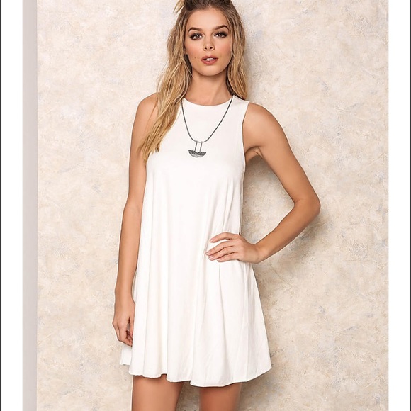 Ivory suede trapeze dress; size small