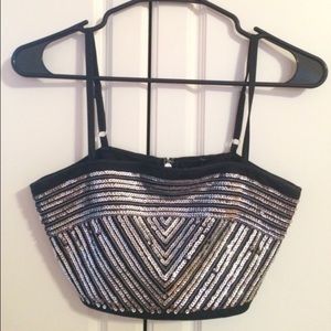 Silver sequined crop top