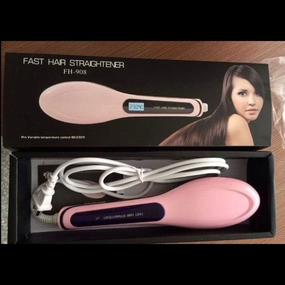 Pink hair brush straighten