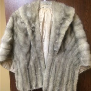Grey genuine fur shawl
