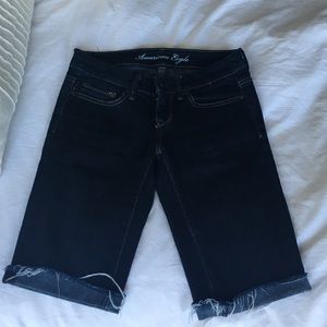 Dark wash denim Bermuda shorts