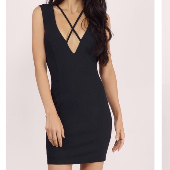 Black strappy Tobi short dress deep V Bandage