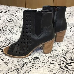TOMS Majorca Peep Toe Bootie - Leather Basketweave