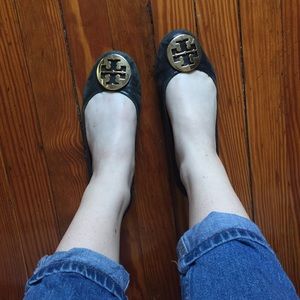 Tory Burch Hunter Green Reva Ballet Flats