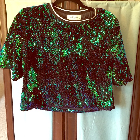 Molly Green sequin crop top