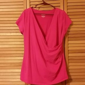 Faux wrap pink shirt