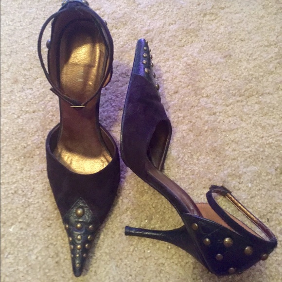 Leather & Suede Studded Heel
