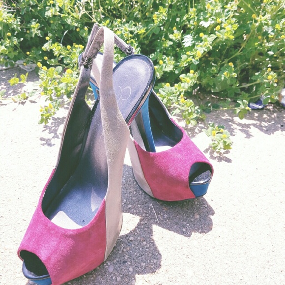 J.S Peep Toe Multi Color Pumps