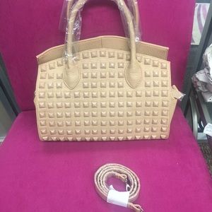 New Nude Studded Satchel, NWT-Boutique