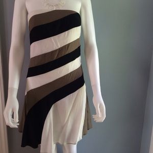 Striped Greylin Asymmetrical strapless dress