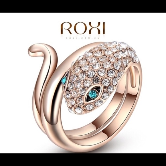 Serpent wrap ring with rhinestones