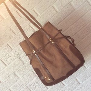 VINTAGE Hato Hasi calf suede and leather handbag