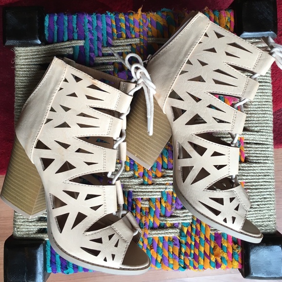 Qupid Shoes - Final Price❗️Qupid Lace Up Cutout Peep Toe