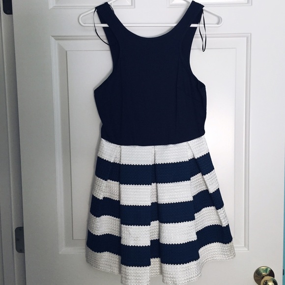 Navy and White Striped Derby Dress