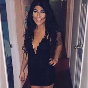 Tobi Lace Halter Black Bodycon