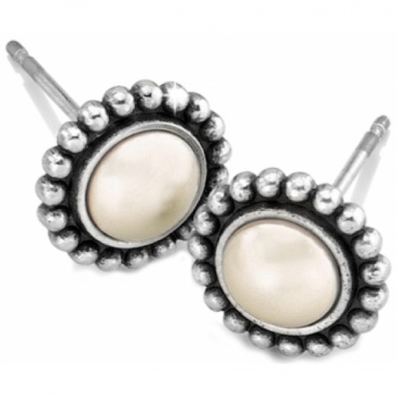 Brighton luster mini post silver pearl earrings