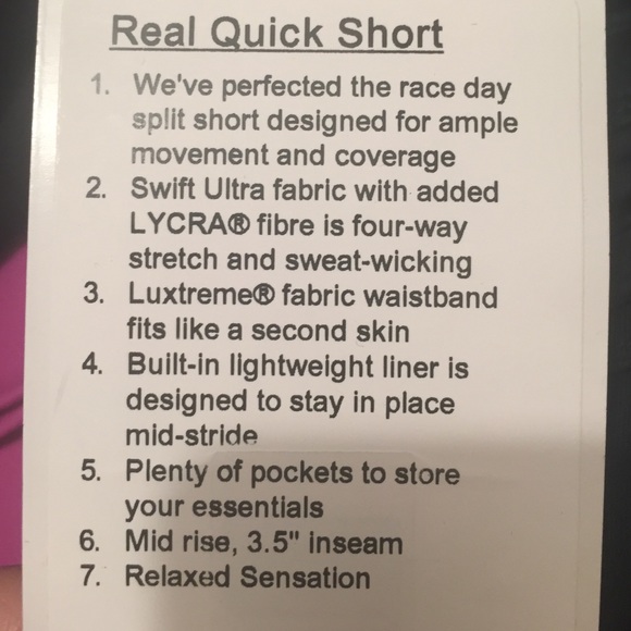 LULULEMON Real Quick Short NWT Size 8 avail. - Picture 4 of 4