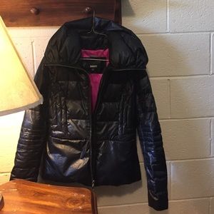 DKNY smooth black down coat