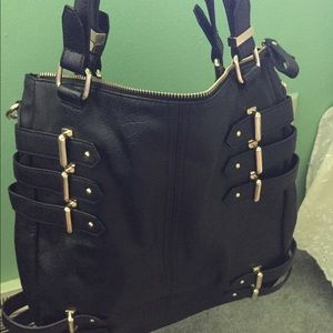 black bag with gold hardware