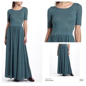 anthropologie green large nwot maxi dress