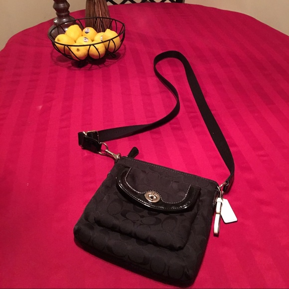 COACH Black Signature Cross Body Bag