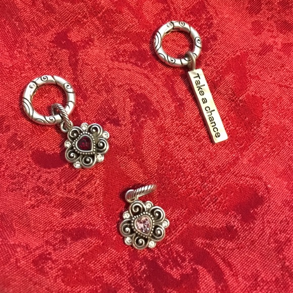 Brighton Pink cz heart charm