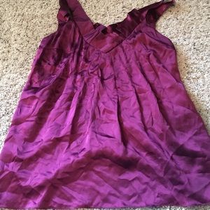 Burgundy silk V-Neck top.