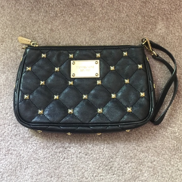 Micheal Kors black studded wristlet