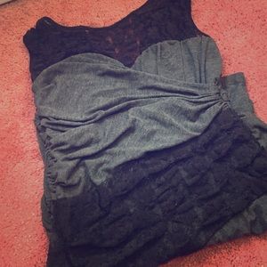 Grey and black cotton lace body con