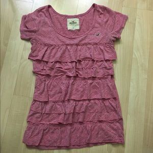 Hollister Red Ruffle Shirt