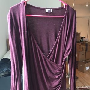 Maroon faux wrap shirt