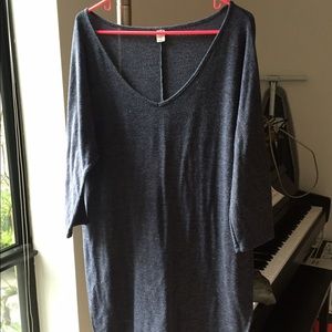 Oversized gray v-neck dress