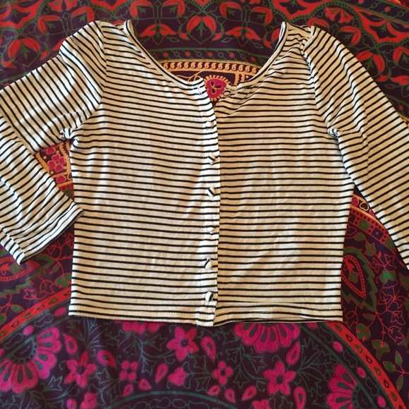 LA hearts stripped button up