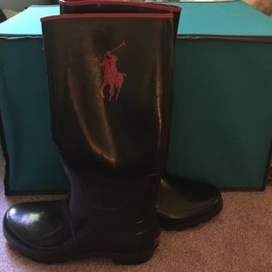 Polo black and red rain boots