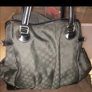 Gucci black canvas large tote.
