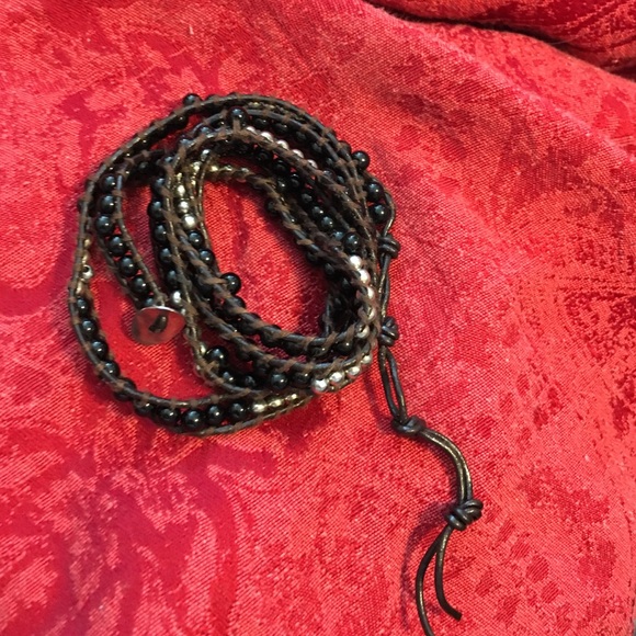 NWOT Black & silver wrap bracelet.